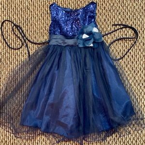 Kids Dream Navy sequin tulle party dress